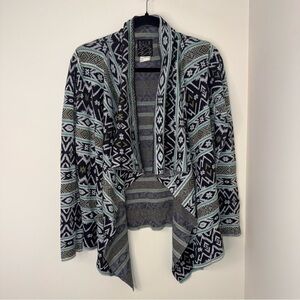 Billabong Aztec Woven Kimono – 2010s Boho Classic, Size S Geometric Cardigan